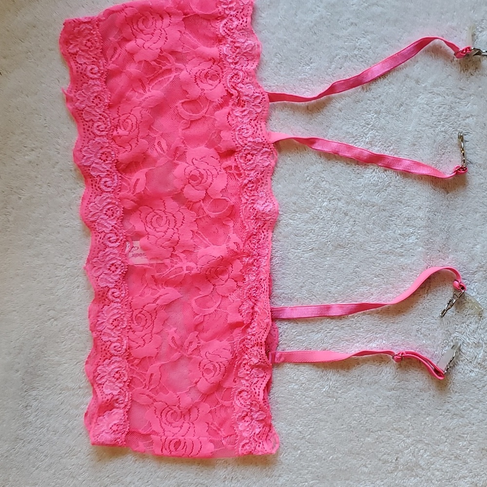 Pink lace Garter Belt in Size Medium/Large by Exposed 90% Nylon 10%Spandex